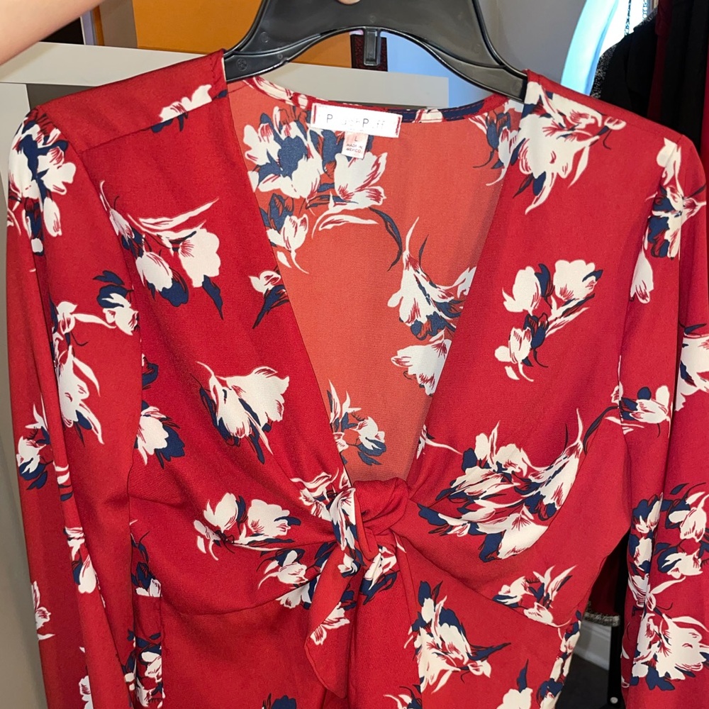 Floral Front tie blouse